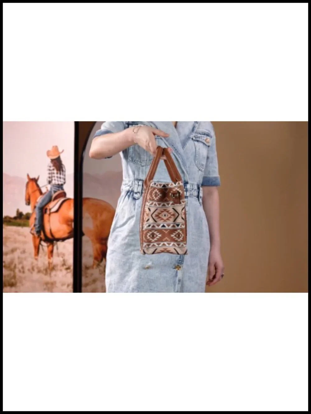 Canvas Cotton Tote Bag with Guitar Strap and Zip Pockets